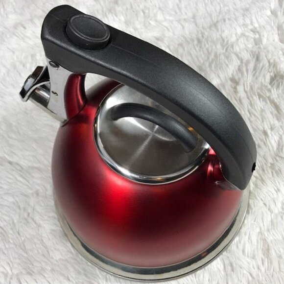 Primula Push and Serve Stainless Steel 3Qt Matte Red Whistling Tea Kettle - Picture 4 of 13